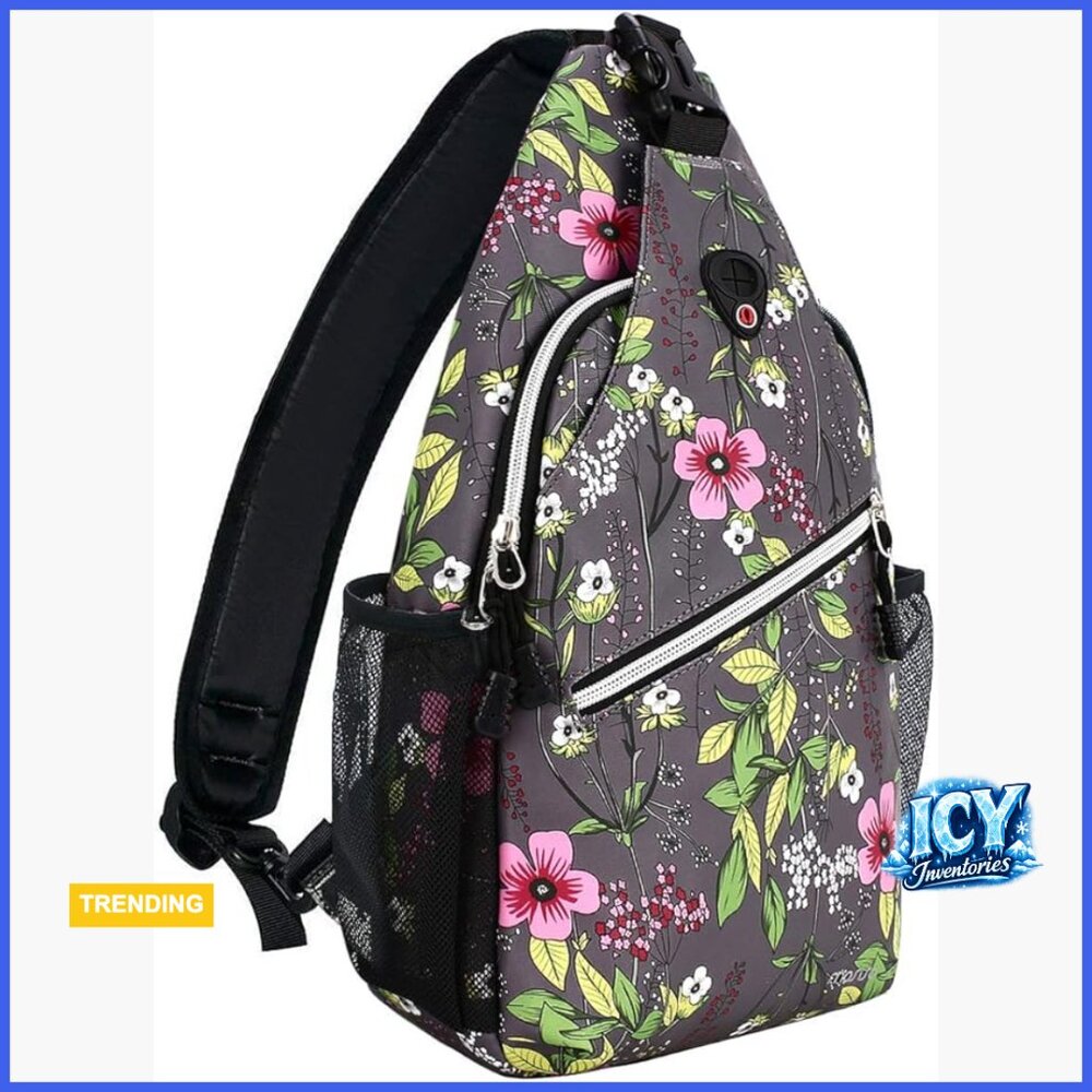 Faux Leather Sling Backpack, Waterproof Daypack for Hiking Travel